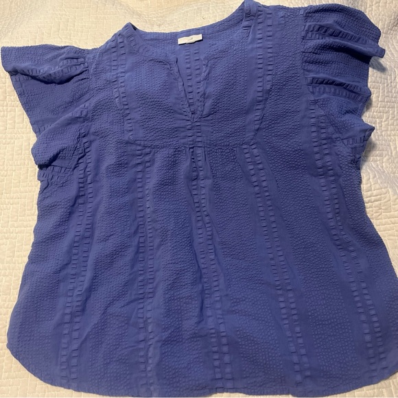 J. Jill Soft Blue Textured Blouse - Picture 2 of 4